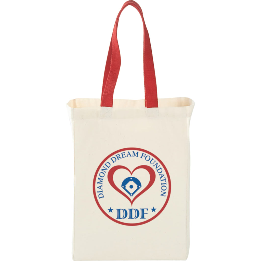 Nebraska Canvas Grocery Tote with Contrast Handles, 5 oz - Red - Front
