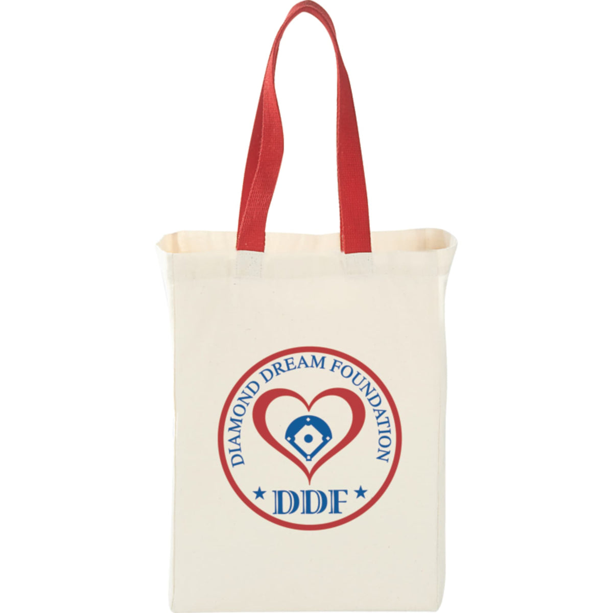 Nebraska Canvas Grocery Tote with Contrast Handles, 5 oz - Red - Front
