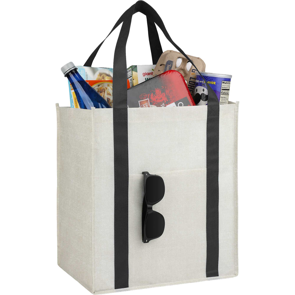 Neptune Recycled Grocery Tote, Extra Large Full Color - Black - Propped