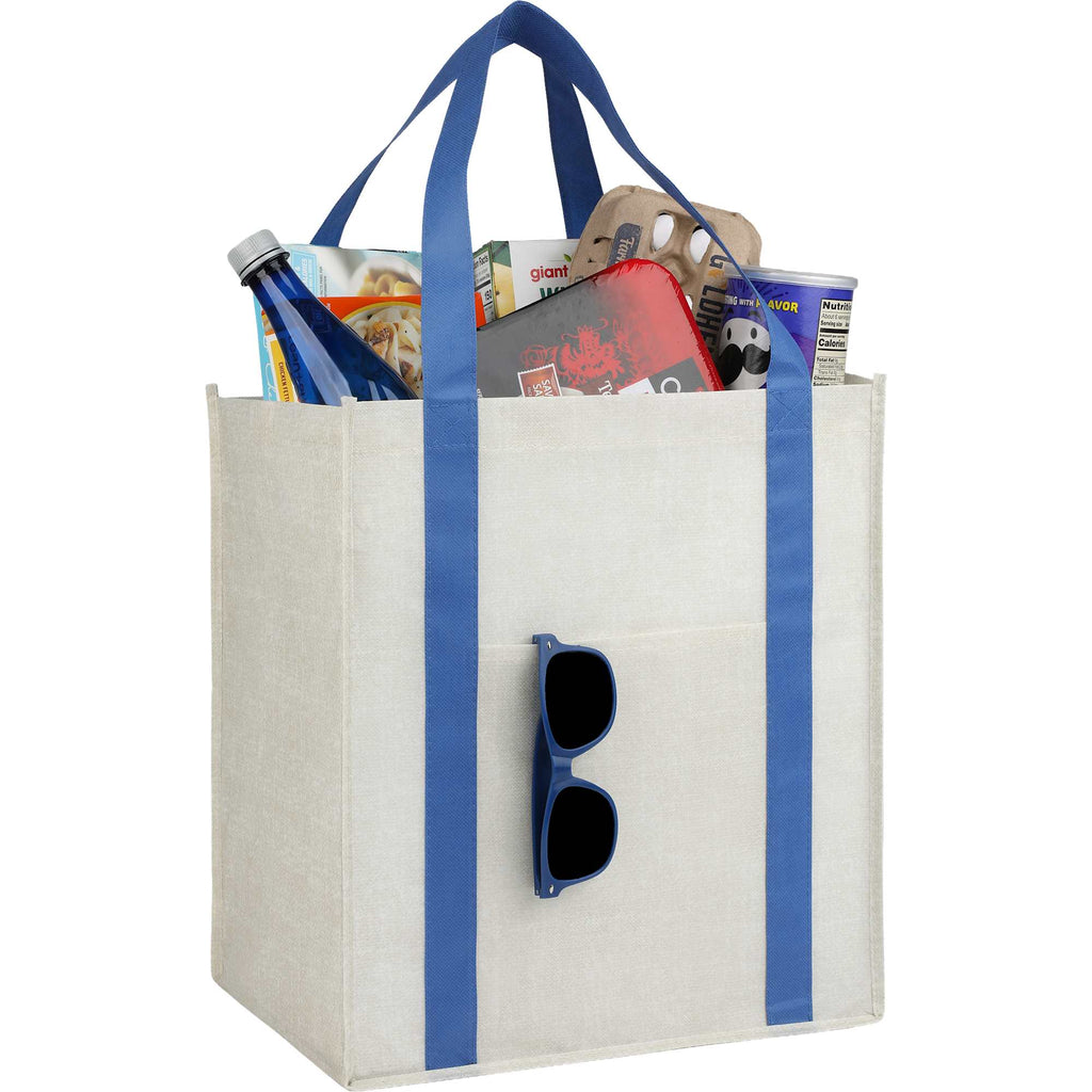 Neptune Recycled Grocery Tote, Extra Large Full Color - Royal - Propped