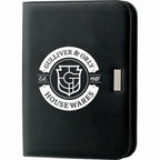 New Yorker Zippered Padfolio with Calculator Debossing - Black - Front