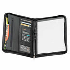 New Yorker Zippered Padfolio with Calculator Debossing - Black - Photo