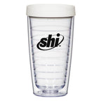 Newbridge Double Wall Tumbler, 16 oz - White Lid - Silk Screen