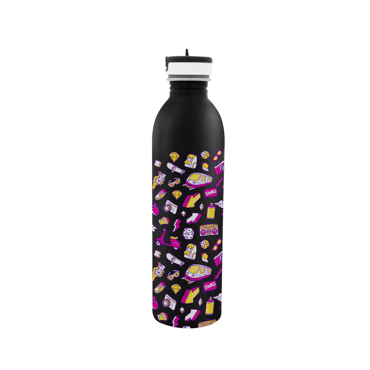 Newcastle Stainless Steel Bottle in Full Color, 24 oz - Black - Megabrite