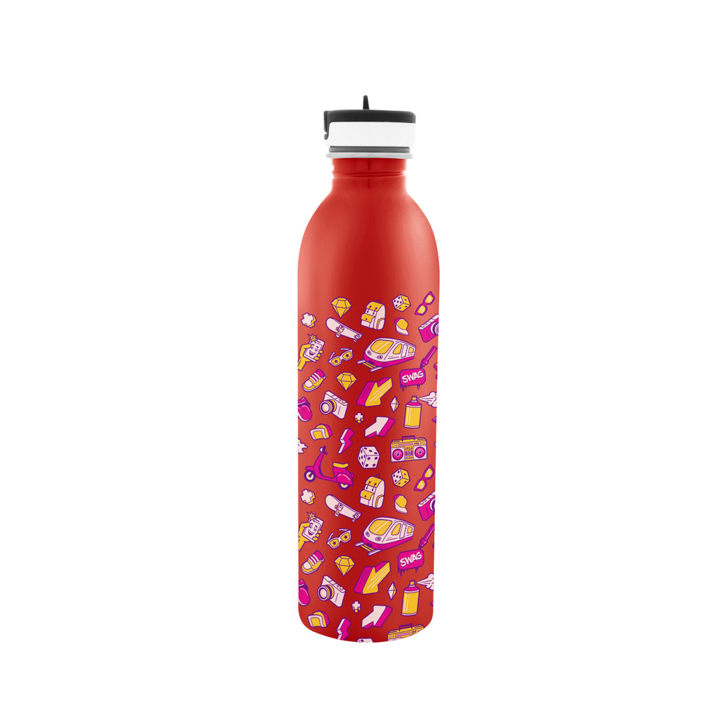 Newcastle Stainless Steel Bottle in Full Color, 24 oz - Red - Megabrite
