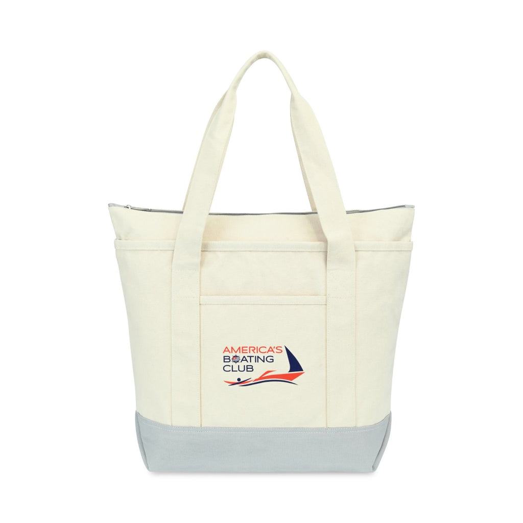 Newport Unbleached Cotton Zip Tote - Grey - View 1