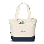 Newport Unbleached Cotton Zip Tote - Navy Blue - View 1