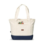 Newport Unbleached Cotton Zip Tote - Navy Blue - View 2