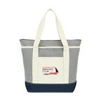 Newport Unbleached Cotton Zip Tote - Navy/Natural Stripe - View 1