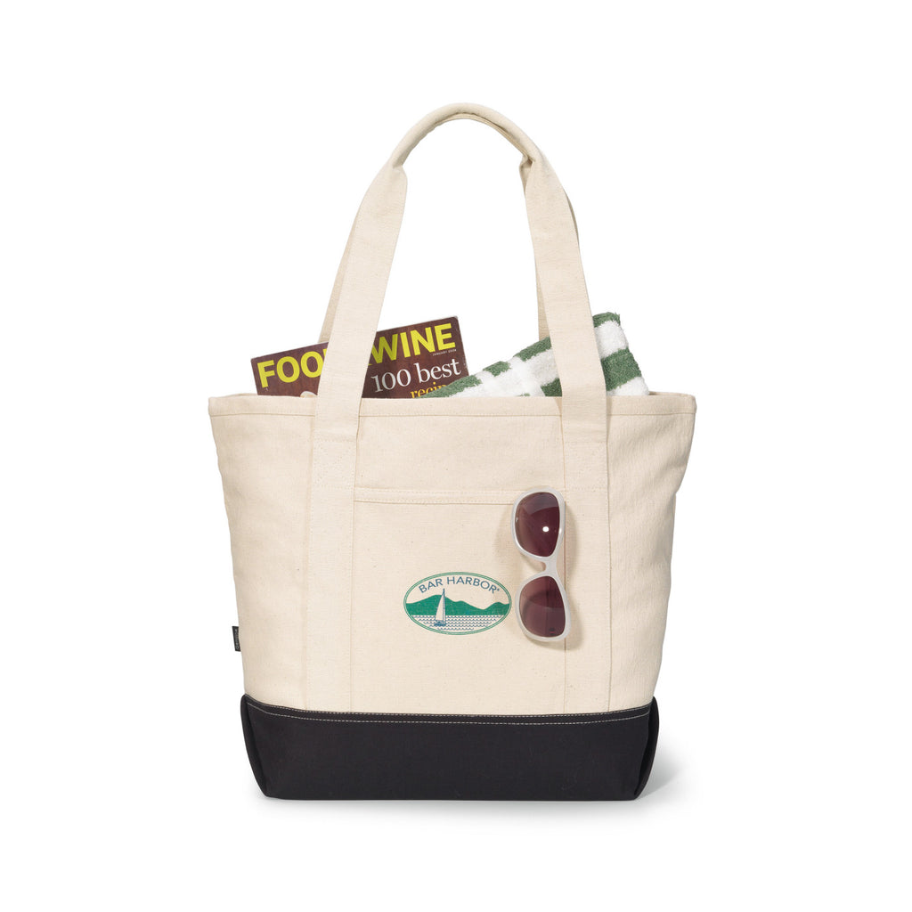 Newport Unbleached Cotton Zip Tote Transfer - Black - View 1