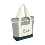 Newport Unbleached Cotton Zip Tote Transfer - Navy/Natural Stripe - View 2