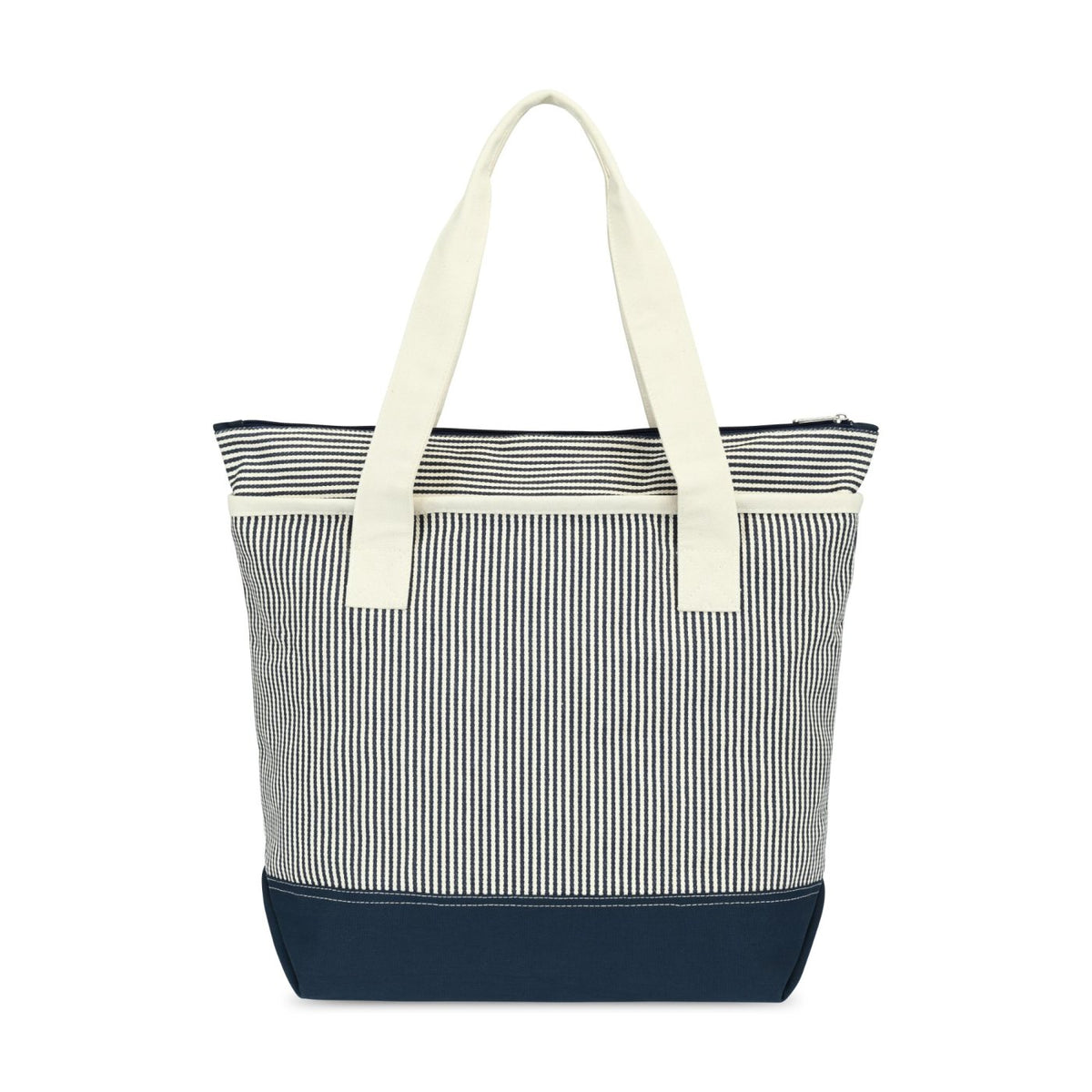 Newport Unbleached Cotton Zip Tote Transfer - Navy/Natural Stripe - View 3