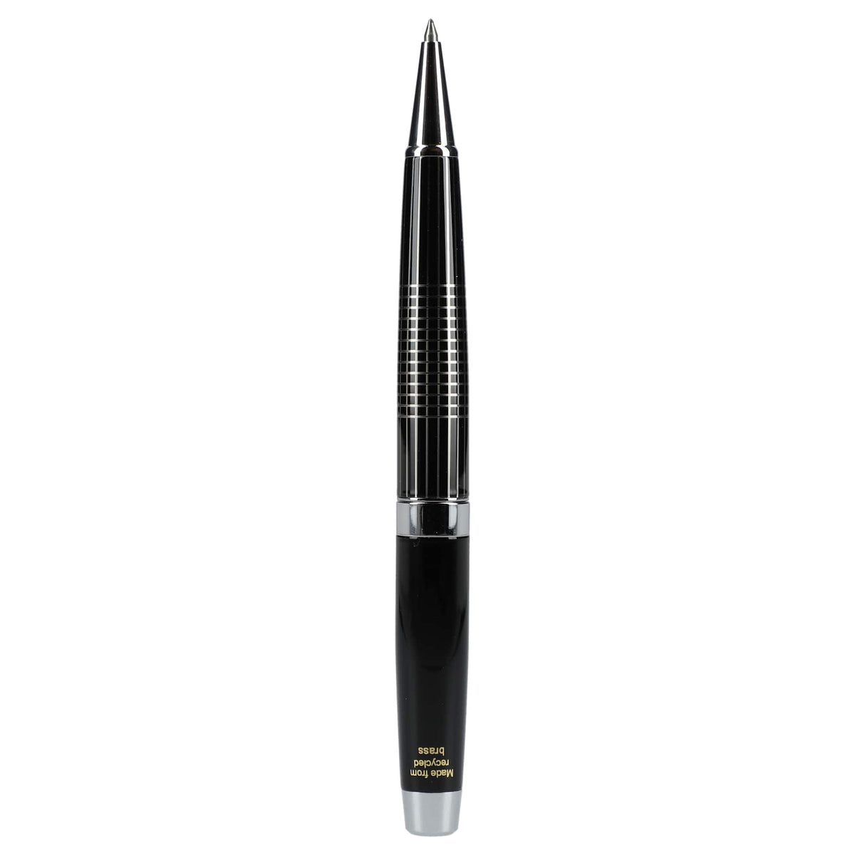 Newton Capped Pen in Recycled Brass with Blue Ink - Black - Back