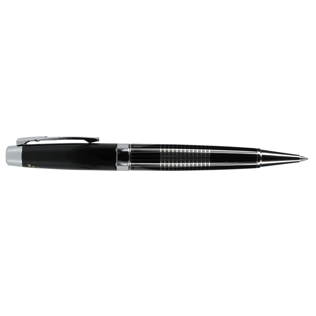 Newton Capped Pen in Recycled Brass with Blue Ink - Black - Right Side