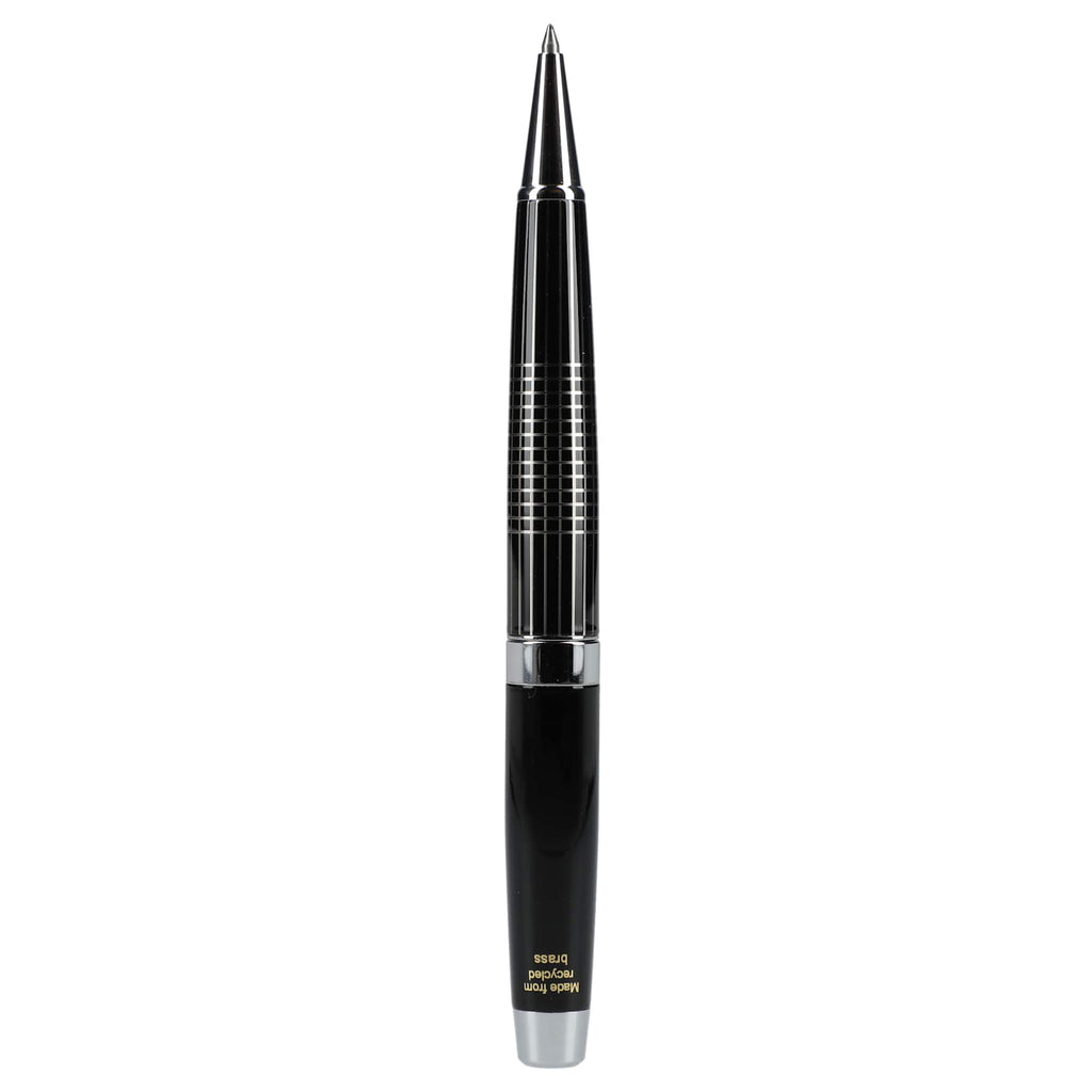 Newton Capped Pen in Recycled Brass with Blue Ink Laser Engraving - Black - Back