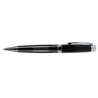 Newton Capped Pen in Recycled Brass with Blue Ink Laser Engraving - Black - Left Side 2