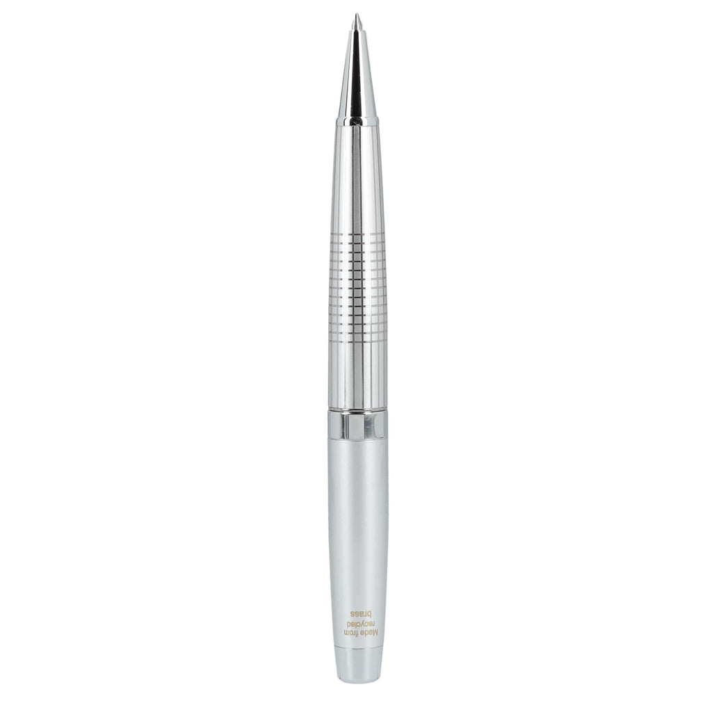 Newton Capped Pen in Recycled Brass with Blue Ink Laser Engraving - Silver - Back