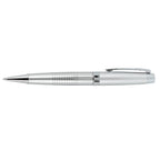 Newton Capped Pen in Recycled Brass with Blue Ink - Silver - Left Side 2