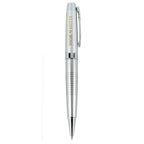 Newton Capped Pen in Recycled Brass with Blue Ink - Silver - Right Side