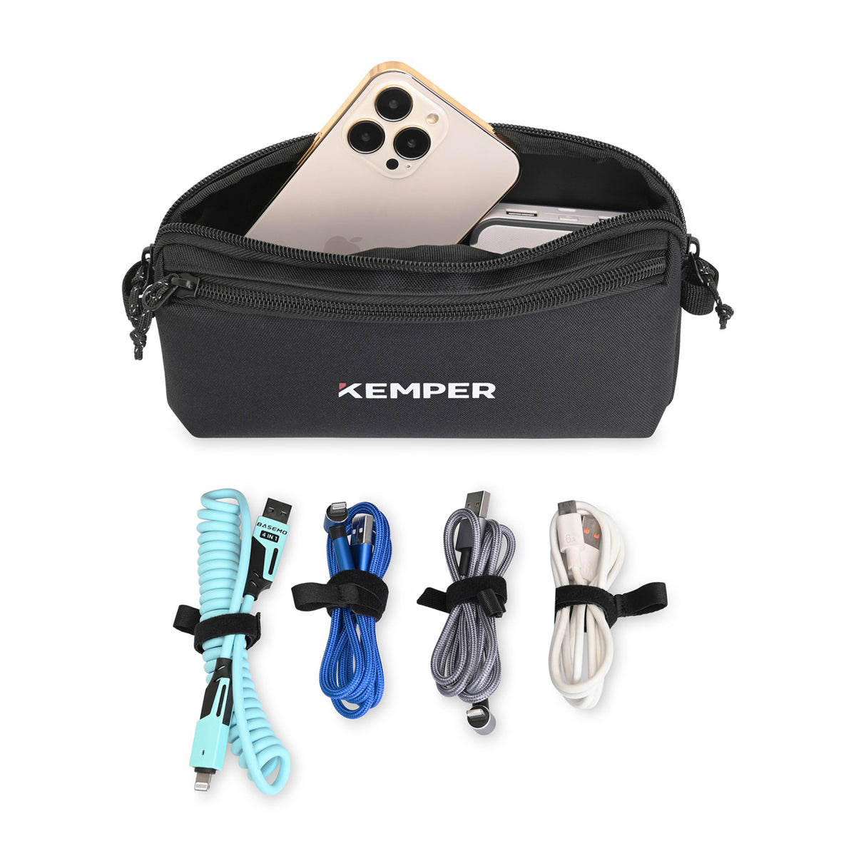 Newton Cord Pouch in Recycled PET Transfer - Black - View 3