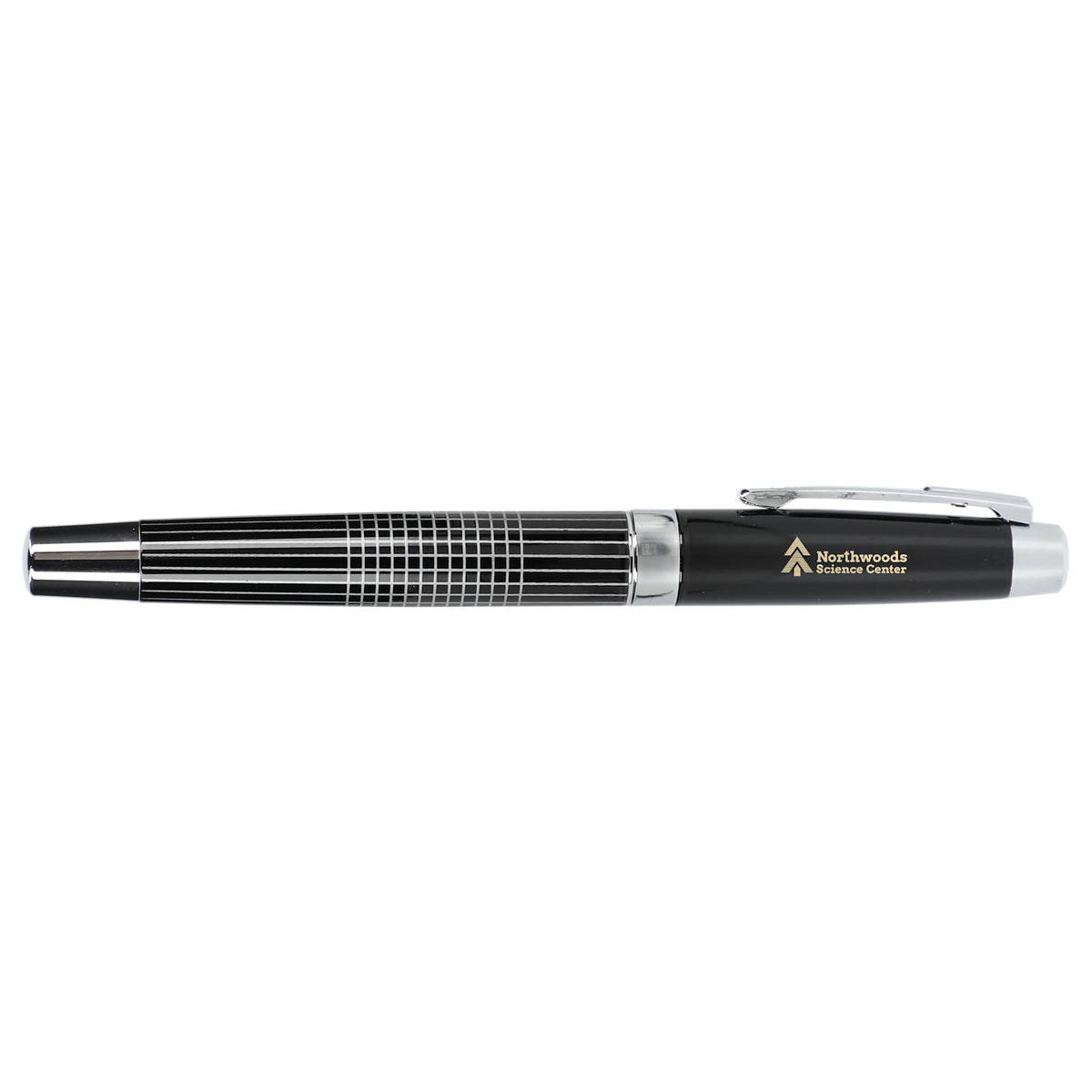 Newton Gel Rollerball Pen in Recycled Brass, Blue Ink - Black - Right Side 2