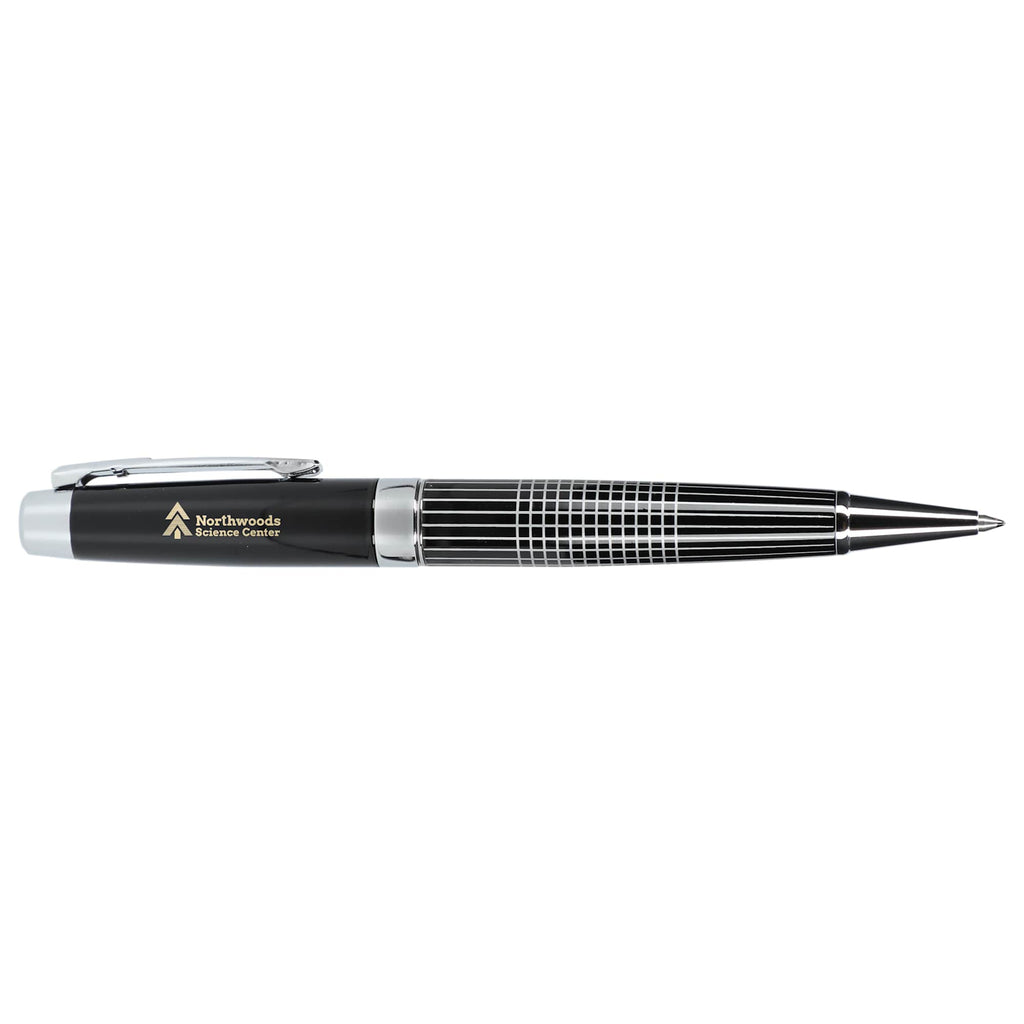 Newton Gel Rollerball Pen in Recycled Brass, Blue Ink - Black - Right Side
