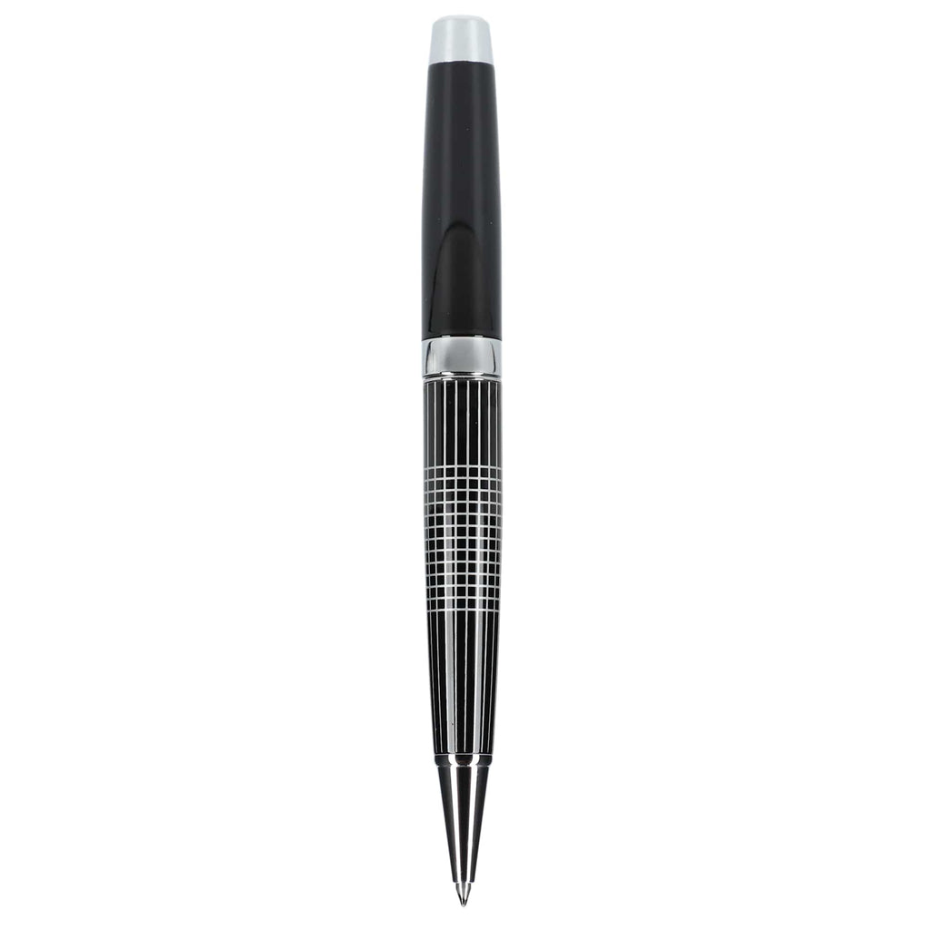 Newton Gel Rollerball Pen in Recycled Brass, Blue Ink Laser Engraving - Black - Back