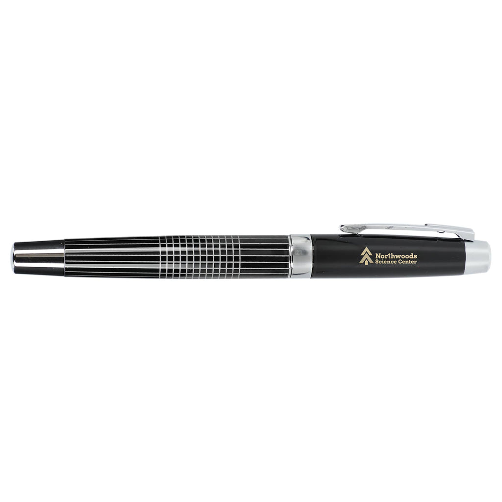 Newton Gel Rollerball Pen in Recycled Brass, Blue Ink Laser Engraving - Black - Right Side 2
