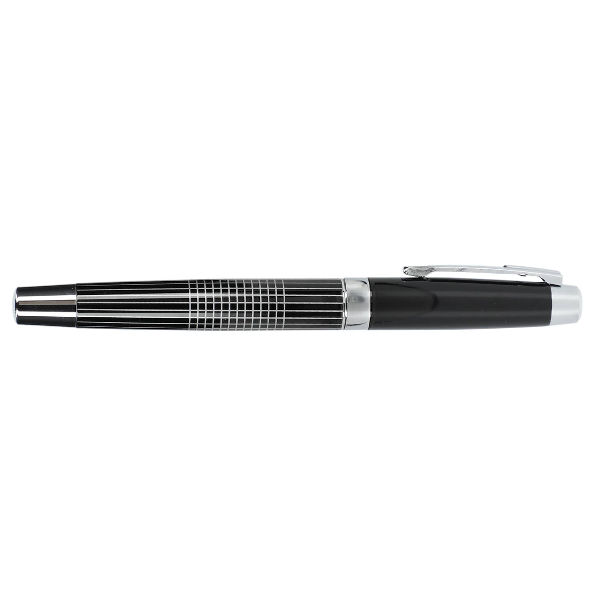 Newton Gel Rollerball Pen in Recycled Brass, Blue Ink Laser Engraving - Black - Right Side 3