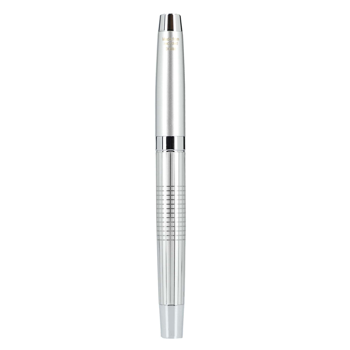 Newton Gel Rollerball Pen in Recycled Brass, Blue Ink Laser Engraving - Silver - Back