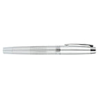 Newton Gel Rollerball Pen in Recycled Brass, Blue Ink Laser Engraving - Silver - Left Side 2