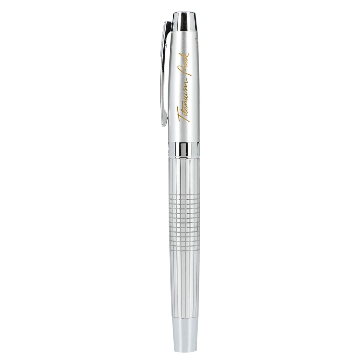 Newton Gel Rollerball Pen in Recycled Brass, Blue Ink - Silver - Left Side
