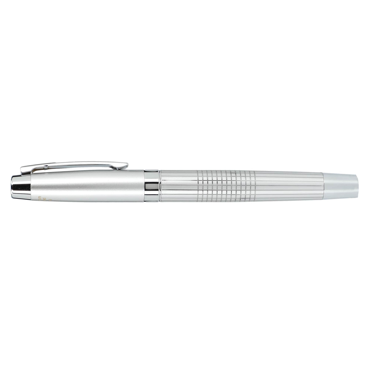 Newton Gel Rollerball Pen in Recycled Brass, Blue Ink - Silver - Right Side 2