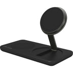 Nimble Podium 2-in-1 Qi2 Charging Stand, 25W - Black - Left Angle