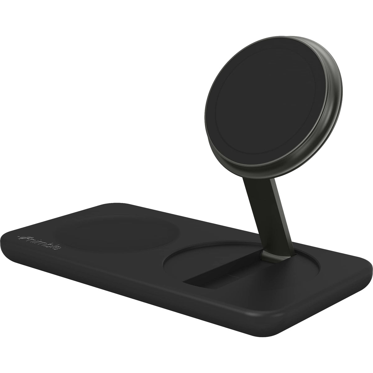 Nimble Podium 2-in-1 Qi2 Charging Stand, 25W - Black - Left Angle