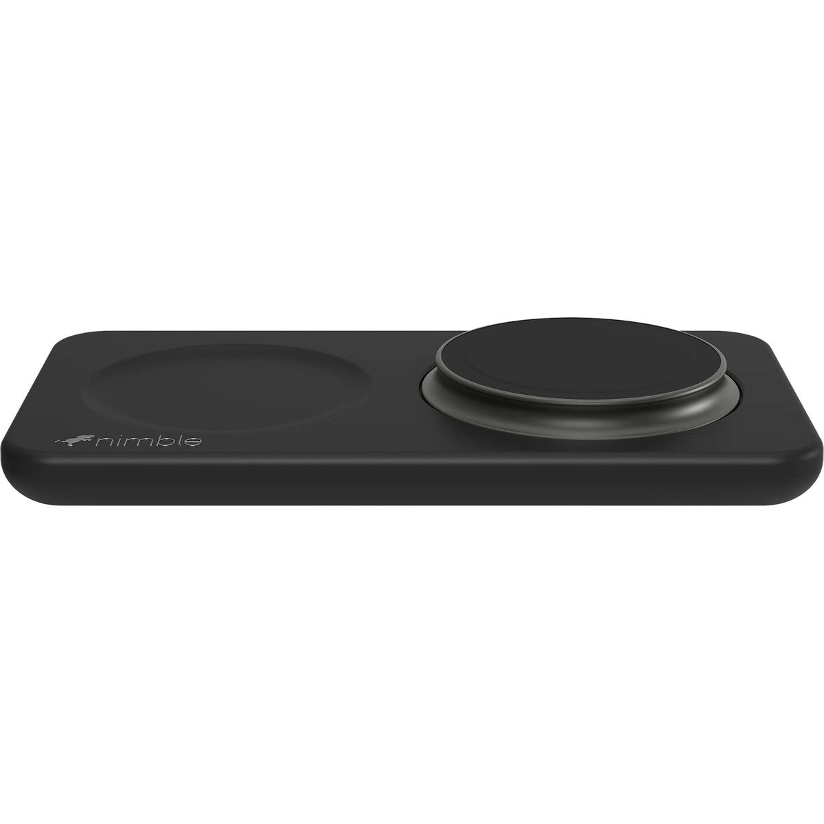 Nimble Podium 2-in-1 Qi2 Charging Stand, 25W - Black - Left Side