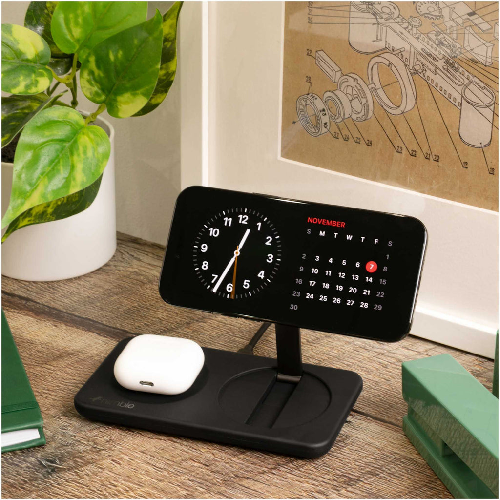 Nimble Podium 2-in-1 Qi2 Charging Stand, 25W - Black - Lifestyle 10