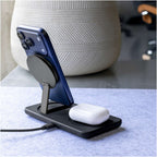 Nimble Podium 2-in-1 Qi2 Charging Stand, 25W - Black - Lifestyle 2