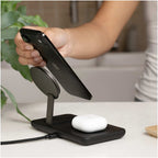 Nimble Podium 2-in-1 Qi2 Charging Stand, 25W - Black - Lifestyle 4