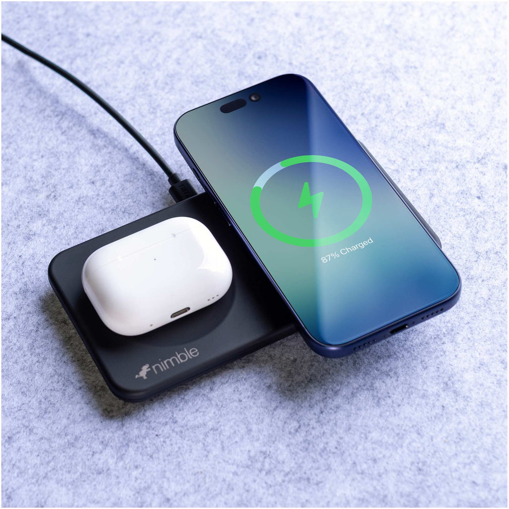 Nimble Podium 2-in-1 Qi2 Charging Stand, 25W - Black - Lifestyle 8