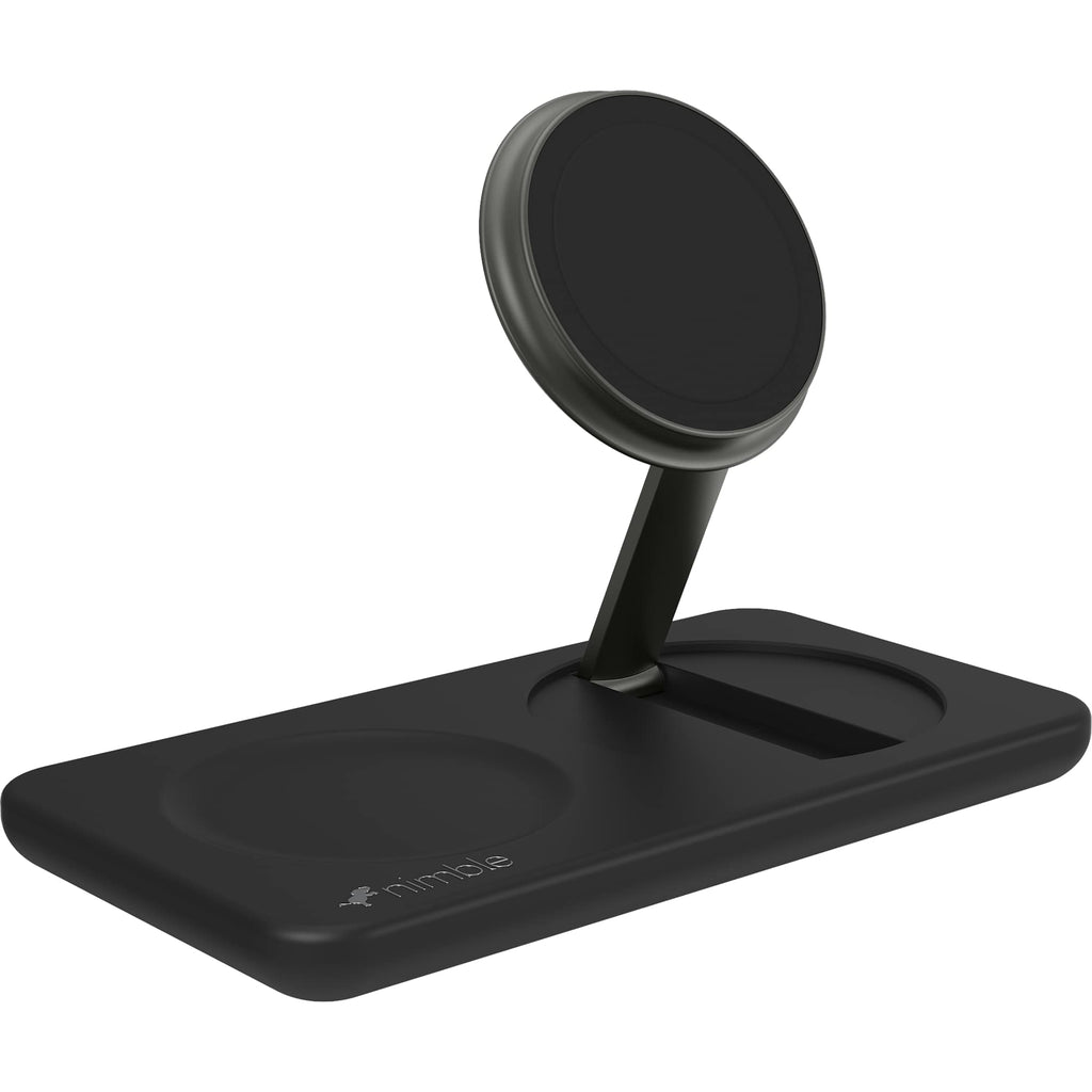 Nimble Podium 2-in-1 Qi2 Charging Stand, 25W - Black - Right Angle