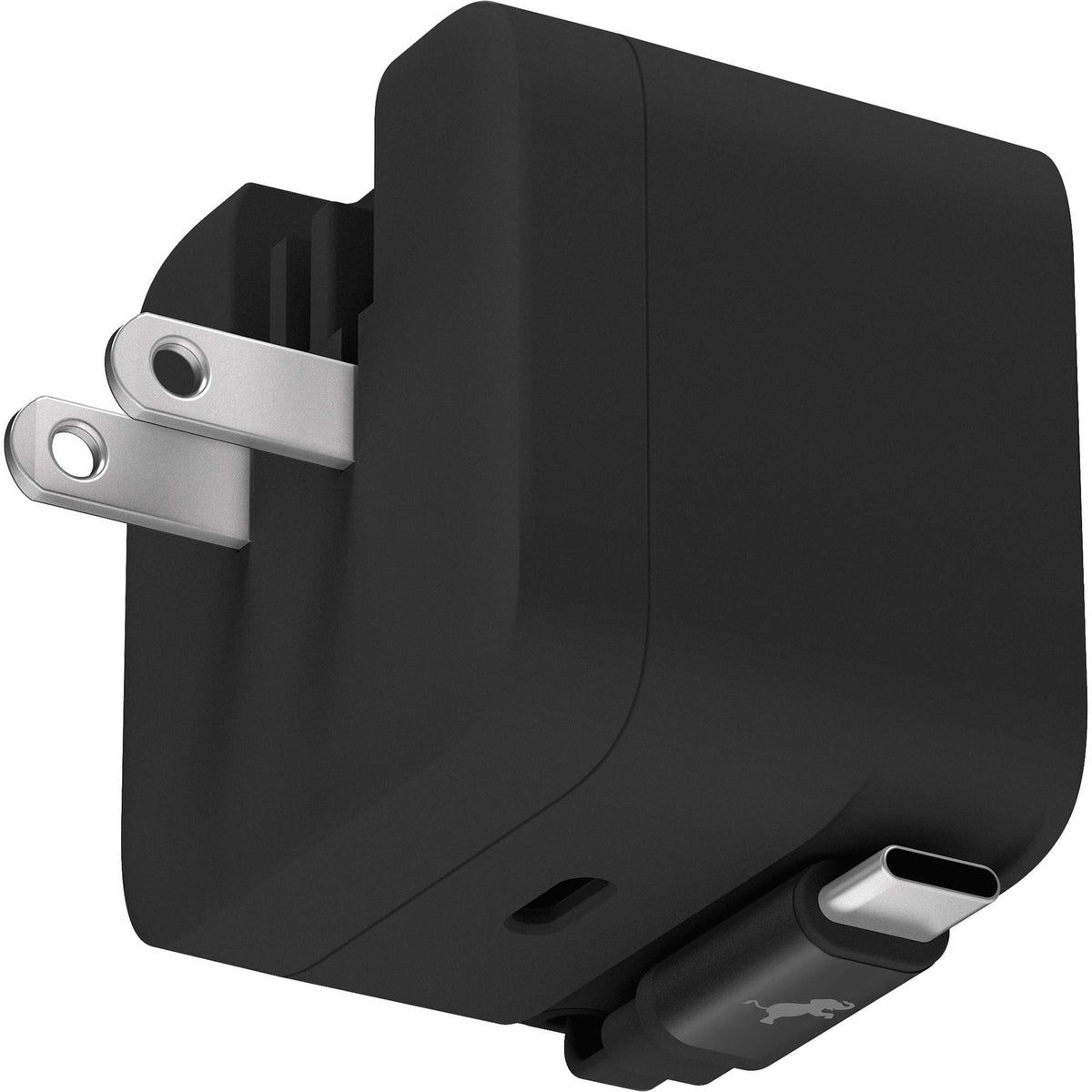 Nimble Wally Stretch Wall Charger with Retractable Cable, 35W - Black - Left Side