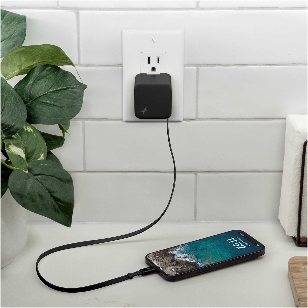 Nimble Wally Stretch Wall Charger with Retractable Cable, 35W - Black - Lifestyle 3
