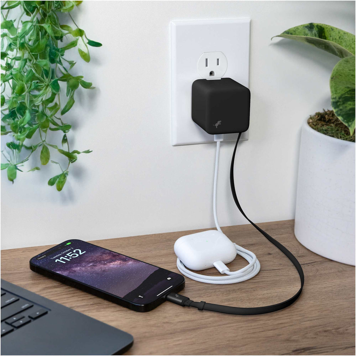 Nimble Wally Stretch Wall Charger with Retractable Cable, 35W - Black - Lifestyle 4