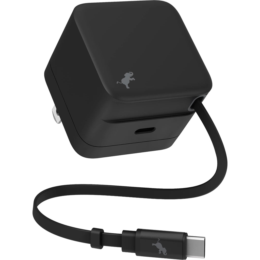 Nimble Wally Stretch Wall Charger with Retractable Cable, 35W - Black - Right Angle 3