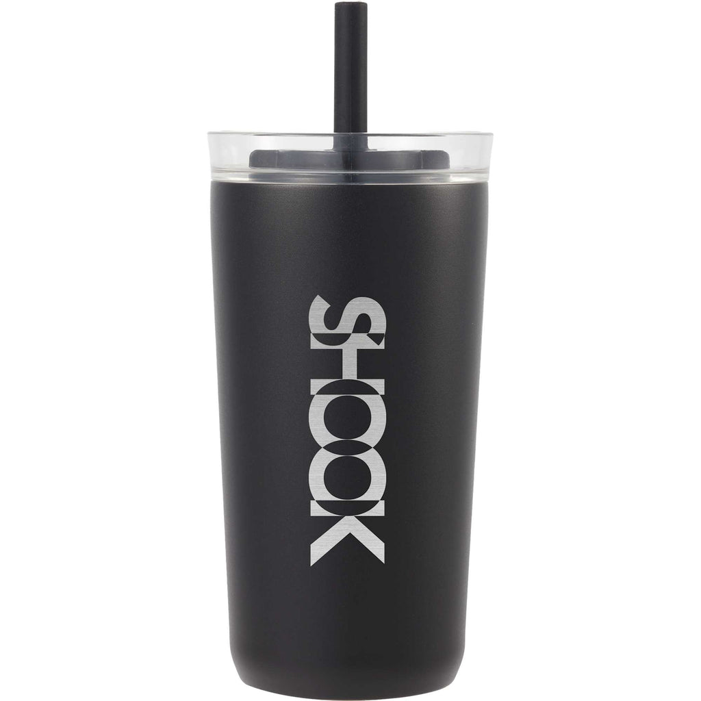 Nina Leakproof Vacuum Tumbler with Straw, 18 oz Laser Engraving - Black - Front