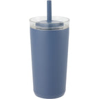 Nina Leakproof Vacuum Tumbler with Straw, 18 oz Laser Engraving - Midnight Blue - Back