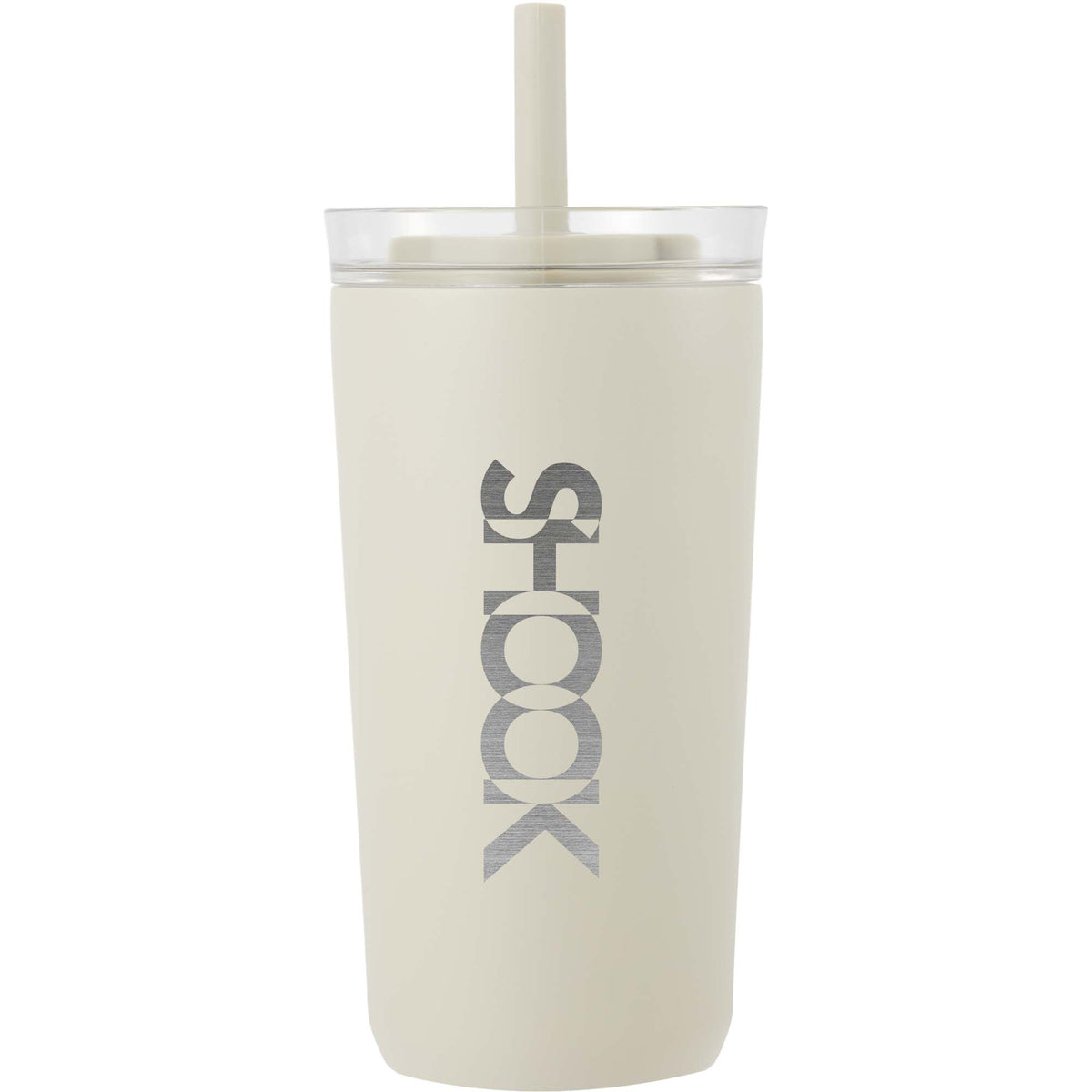 Nina Leakproof Vacuum Tumbler with Straw, 18 oz Laser Engraving - Taupe - Front