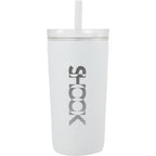 Nina Leakproof Vacuum Tumbler with Straw, 18 oz Laser Engraving - White - Front