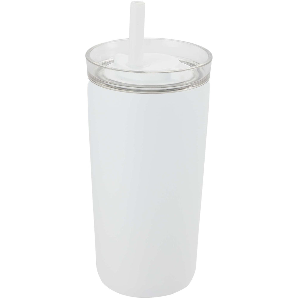 Nina Leakproof Vacuum Tumbler with Straw, 18 oz Laser Engraving - White - Left Angle